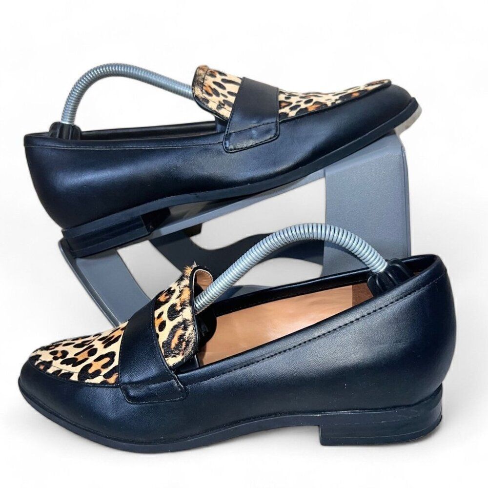 Nine West "Old School" Leopard Fur Leather‎ Loafers Women's 7M